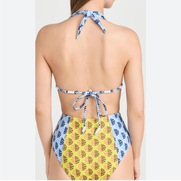 Rhode Navya High Waist Bikini Bottoms Yellow Blue size small - Picture 2 of 7